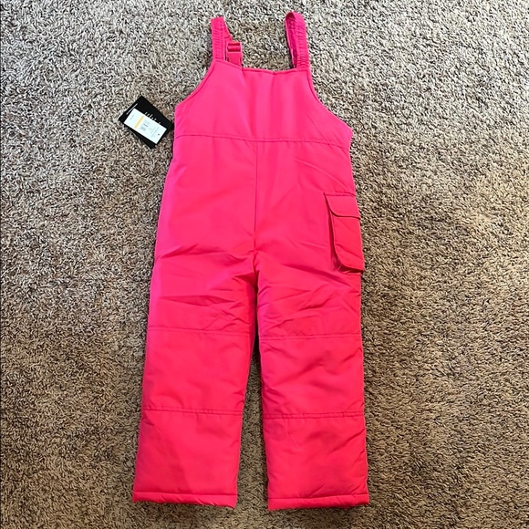 Kids Pink Snow Bib Overalls - Picture 4 of 4